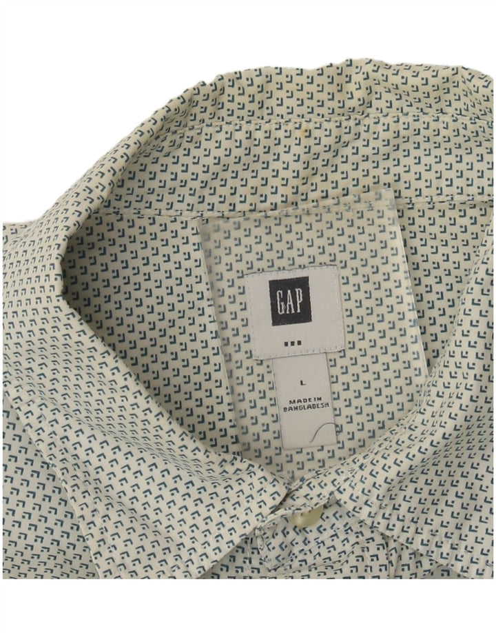 Gap Mens Short Sleeve Shirt Large White Spotted Cotton