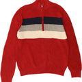 IZOD Mens Zip Neck Jumper Sweater Large Red Colourblock Cotton Vintage Izod and Second-Hand Izod from Messina Hembry 