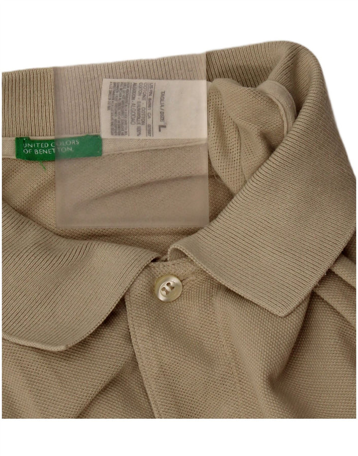 Benetton Mens Polo Shirt Large Khaki Cotton