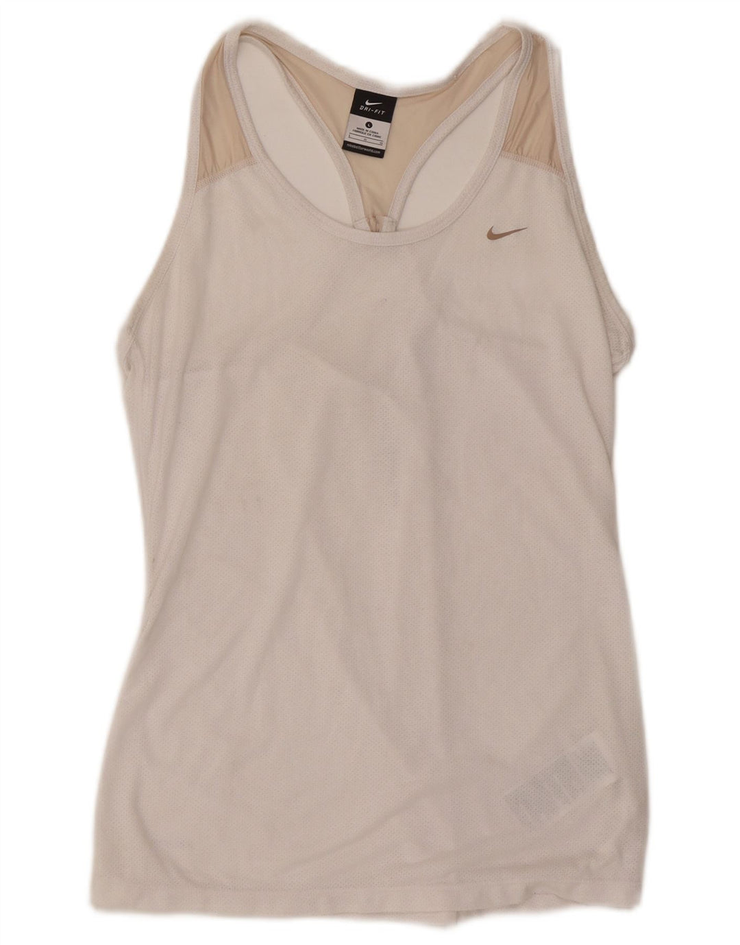 Nike Womens Dri Fit Vest Top UK 14 Large Off White Polyester