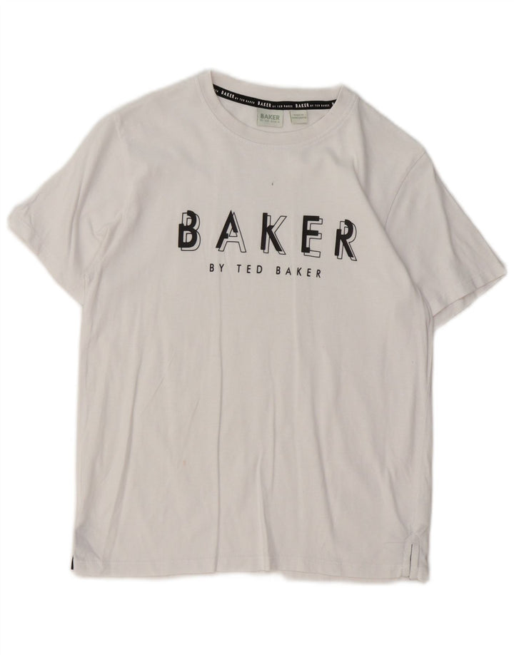 TED BAKER Boys Graphic T-Shirt Top 10-11 Years White Cotton