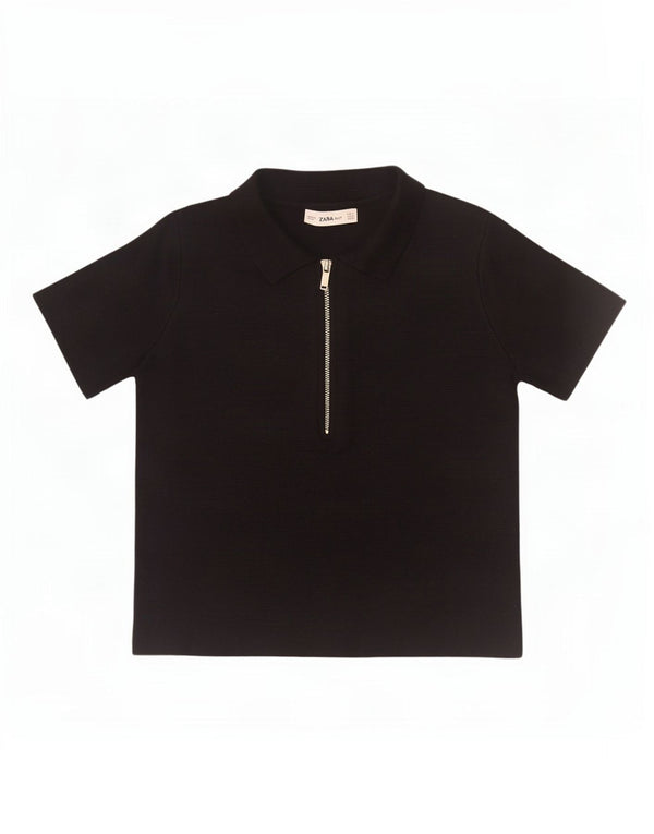 Zara Womens Polo Shirt UK 10 Small Black