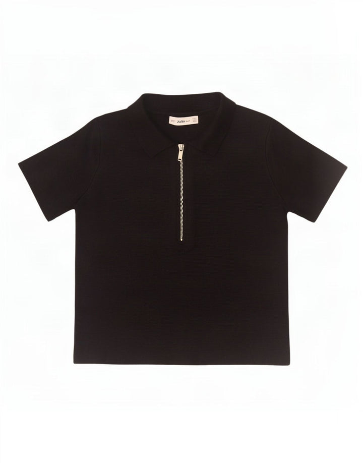 Zara Womens Polo Shirt UK 10 Small Black