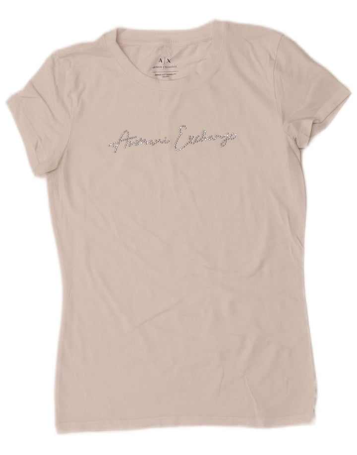 Armani Exchange Womens Graphic T-Shirt Top UK 10 Small White