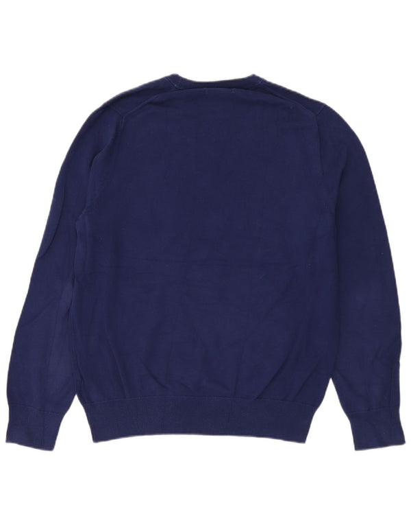 Massimo Dutti Mens Crew Neck Jumper Sweater Medium Blue Cotton