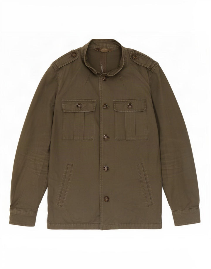 Zara Mens Military Jacket UK 38 Medium Khaki Cotton