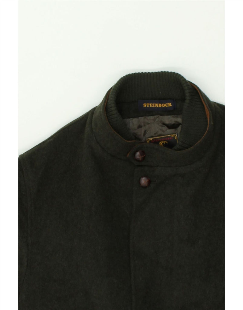 STEINBOCK Mens Bomber Jacket IT 48 Medium Khaki Wool | Vintage Steinbock | Thrift | Second-Hand Steinbock | Used Clothing | Messina Hembry 