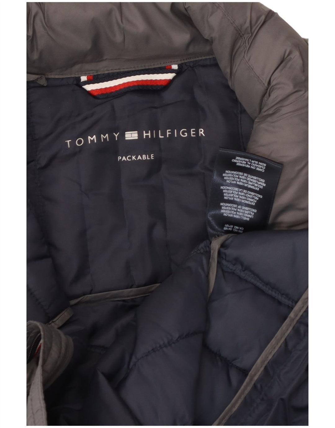 TOMMY HILFIGER Mens Padded Jacket UK 36 Small Grey Nylon