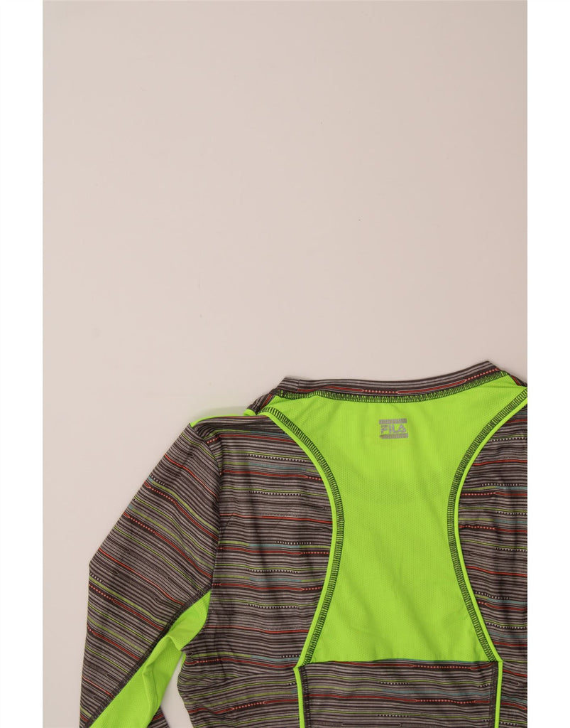 FILA Womens Top Long Sleeve UK 12 Medium Grey Striped Vintage Fila and Second-Hand Fila from Messina Hembry 