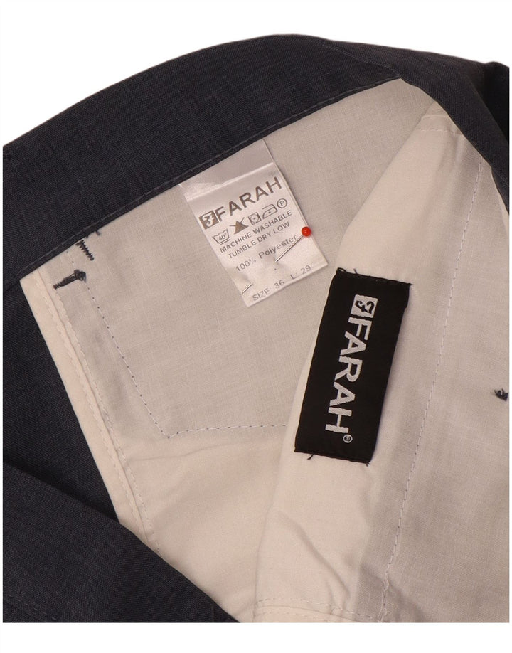 Farah Mens Straight Casual Trousers W36 L29 Blue Polyester