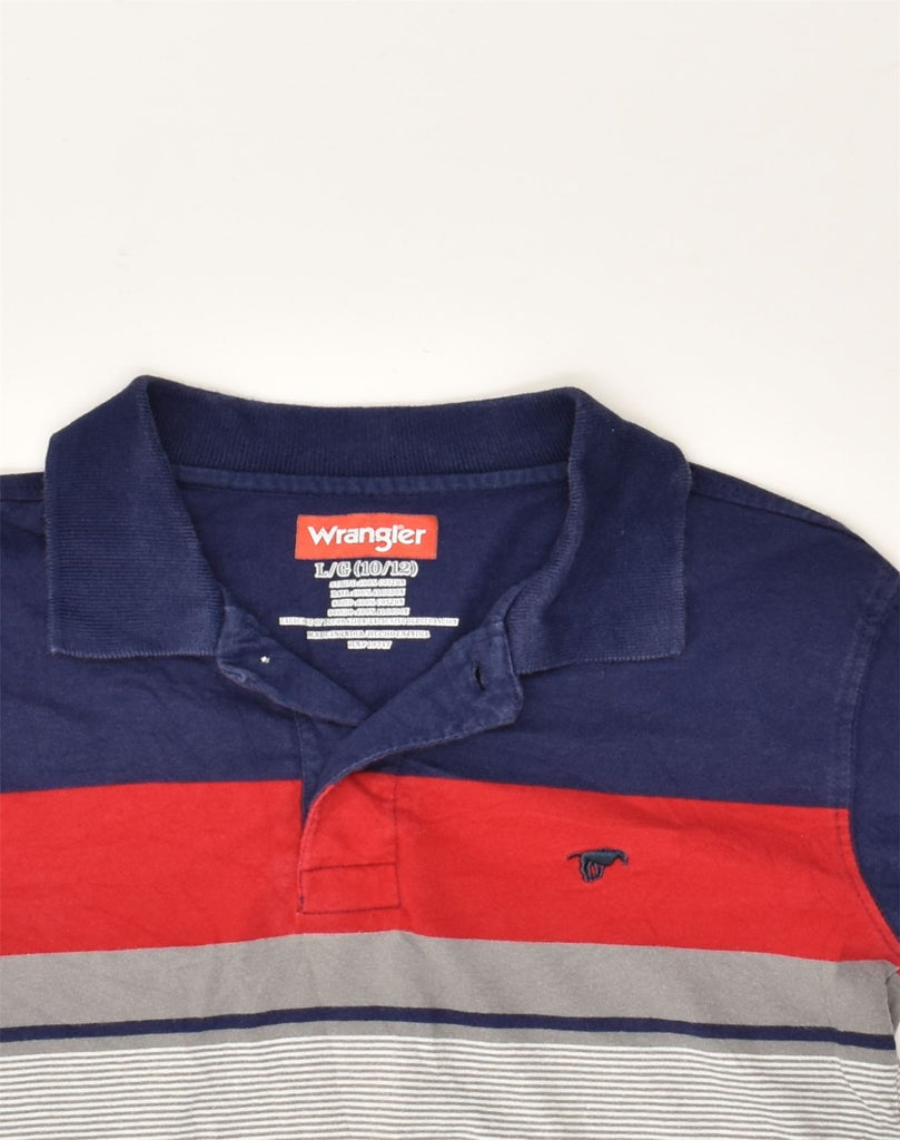 WRANGLER Boys Long Sleeve Polo Shirt 10-11 Years Large Grey Colourblock | Vintage Wrangler | Thrift | Second-Hand Wrangler | Used Clothing | Messina Hembry 