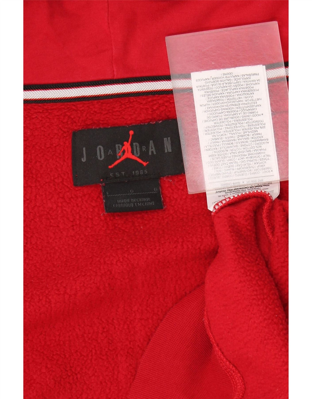 Jordan Mens Zip Hoodie Sweater Large Red Cotton