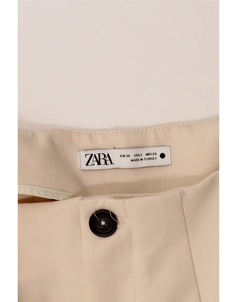 ZARA Womens Tapered Cropped Trousers EU 34 2XS W24 L24 Beige Vintage Zara and Second-Hand Zara from Messina Hembry 