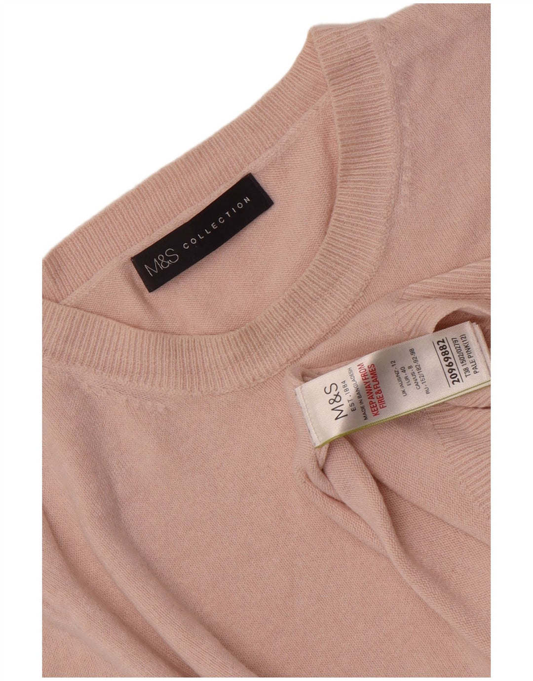 Marks & Spencer Womens Crew Neck Jumper Sweater UK 12 Medium Pink Acrylic