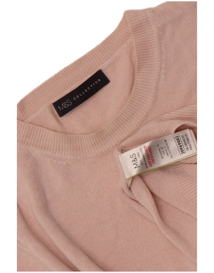 Marks & Spencer Womens Crew Neck Jumper Sweater UK 12 Medium Pink Acrylic