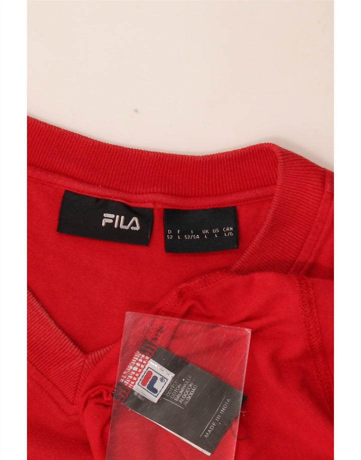 FILA Mens Graphic T-Shirt Top Large Red Cotton