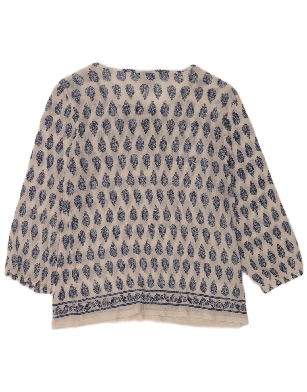 TOMMY BAHAMA Womens 3/4 Sleeve Blouse Top UK 16 Large White Paisley Cotton