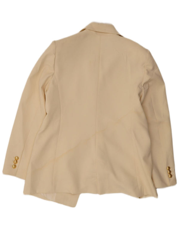 Zara Womens Double Breasted Blazer Jacket UK 14 XL Off White Polyester