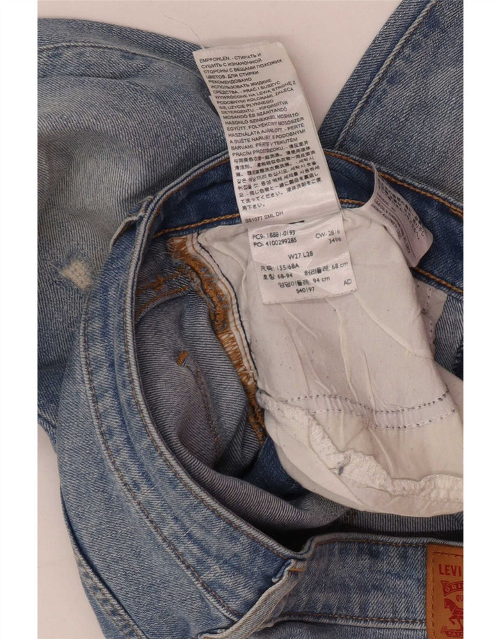 Levi's Womens 711 Distressed Slim Jeans W27 L28 Blue Cotton