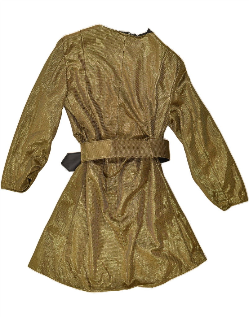 VINTAGE Womens A-Line Dress UK 14 Large Gold Polyester | Vintage Vintage | Thrift | Second-Hand Vintage | Used Clothing | Messina Hembry 