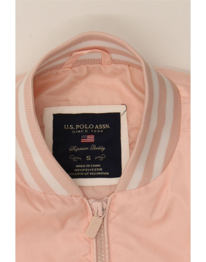 US POLO ASSN Womens Bomber Jacket UK 10 Small Pink Polyester