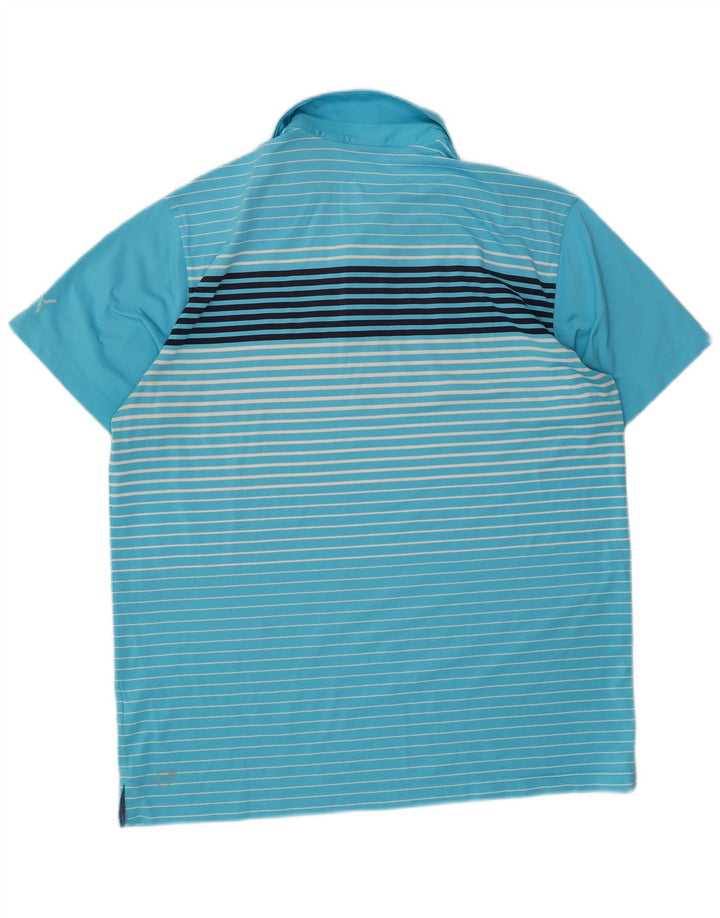 PUMA Mens Polo Shirt Large Blue Striped