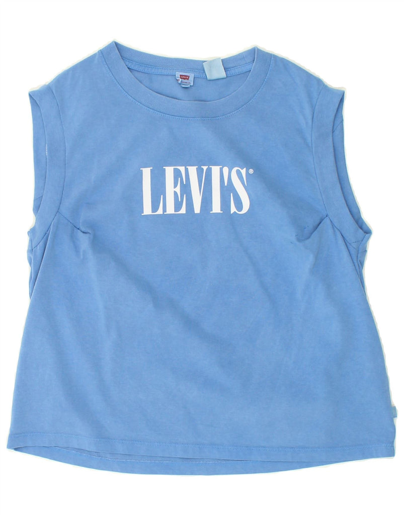 LEVI'S Womens Graphic Vest Top UK 10 Small Blue Cotton | Vintage Levi's | Thrift | Second-Hand Levi's | Used Clothing | Messina Hembry 