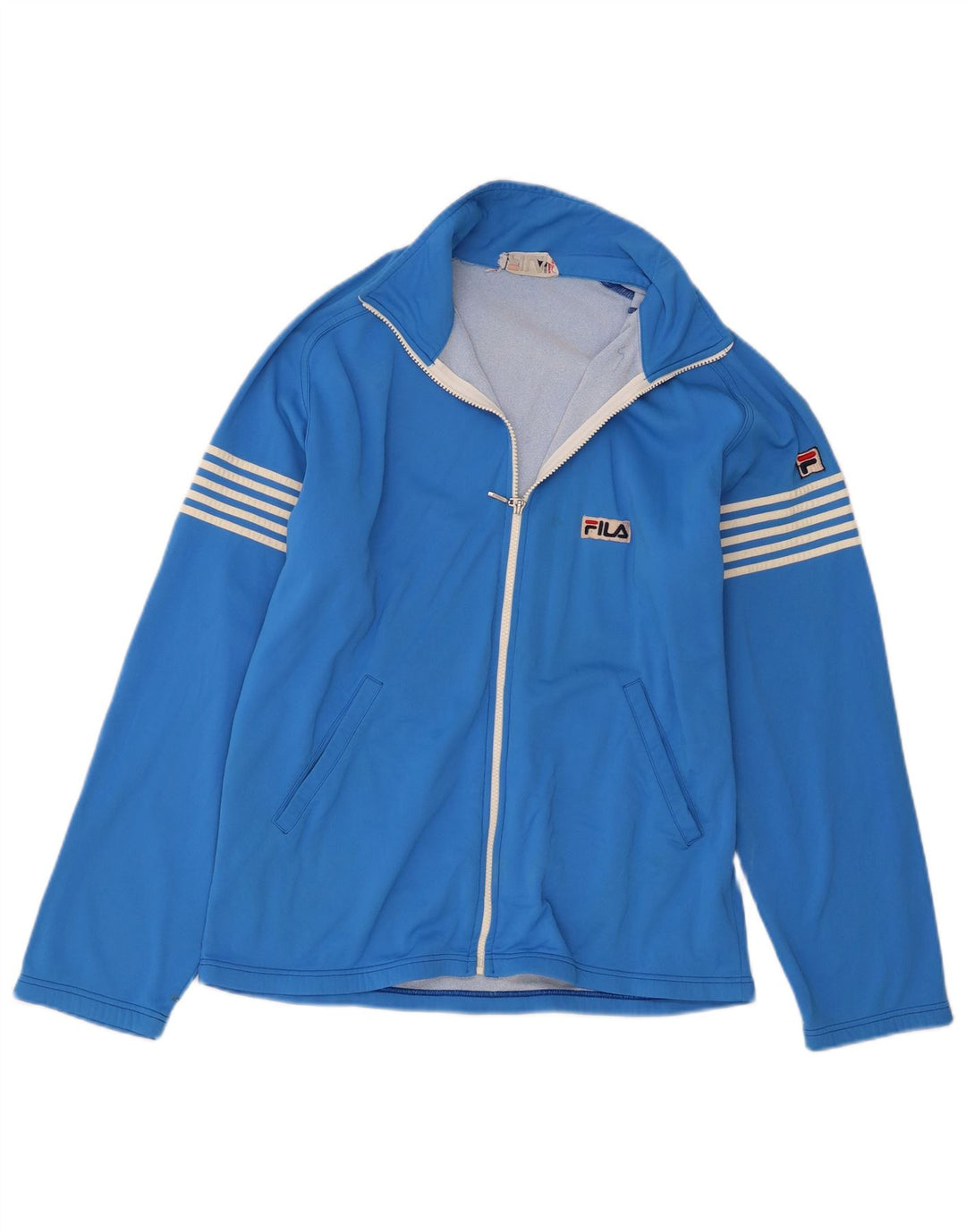 Fila Mens Tracksuit Top Jacket IT 48 Medium Blue Striped
