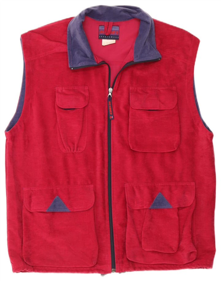 MC Kee's Mens Sleeveless Velour Tracksuit Top Jacket Large Pink Colourblock