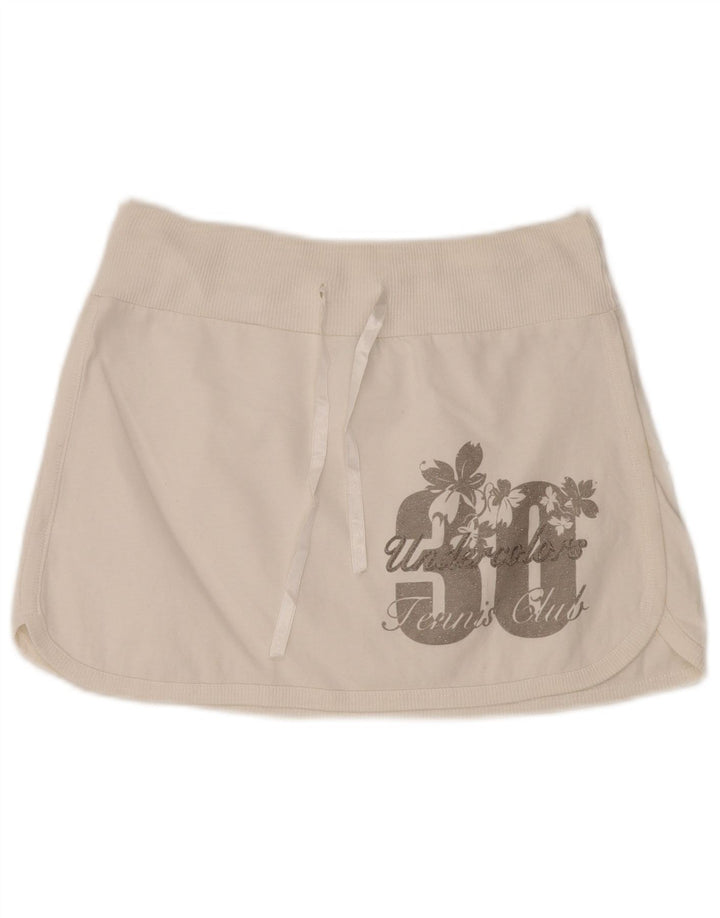 BENETTON Womens Graphic Mini Tennis Skirt UK 12 Medium White Floral