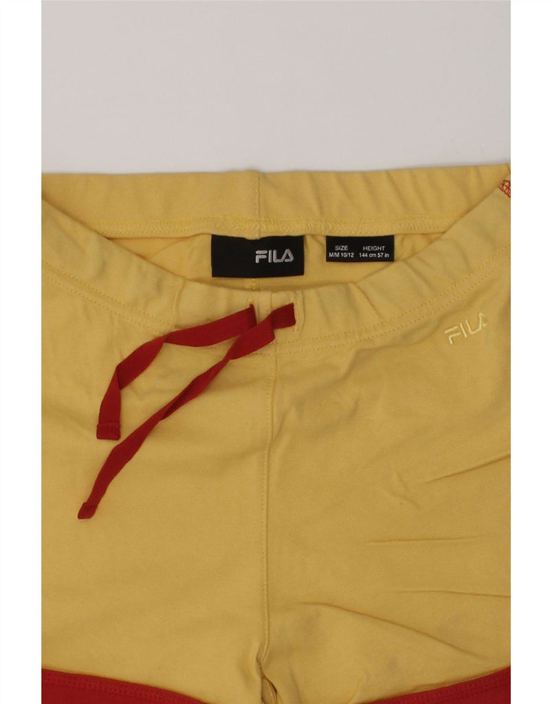 FILA Girls Sport Shorts 10-11 Years Medium  Yellow Cotton | Vintage Fila | Thrift | Second-Hand Fila | Used Clothing | Messina Hembry 