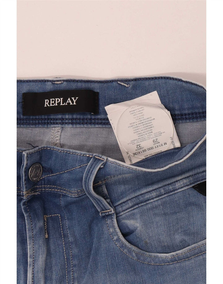 Replay Womens Slim Jeans W29 L32 Blue Cotton