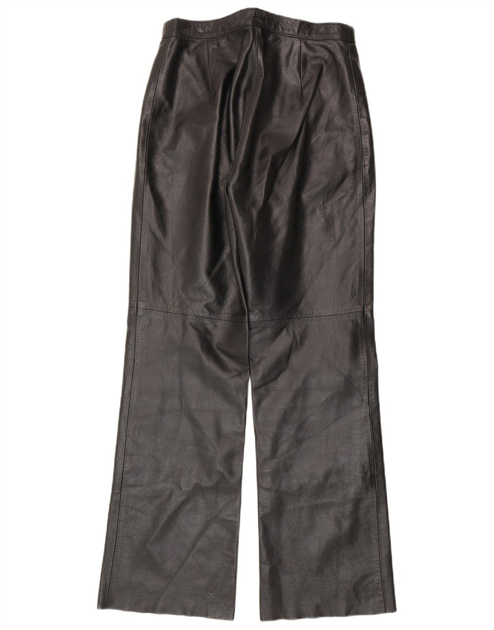 Vintage Womens Bootcut Leather Trousers IT 44 Medium W28 L30 Black Leather