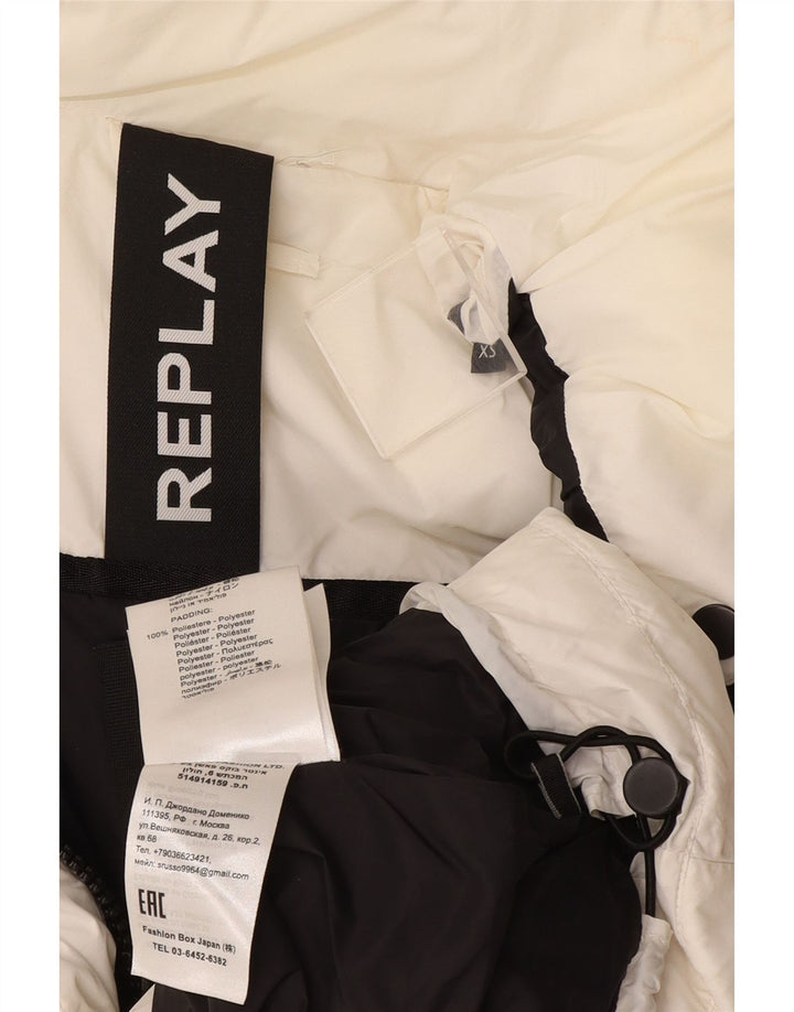 Replay Womens Graphic Oversized Padded Jacket UK 6 XS White Polyester