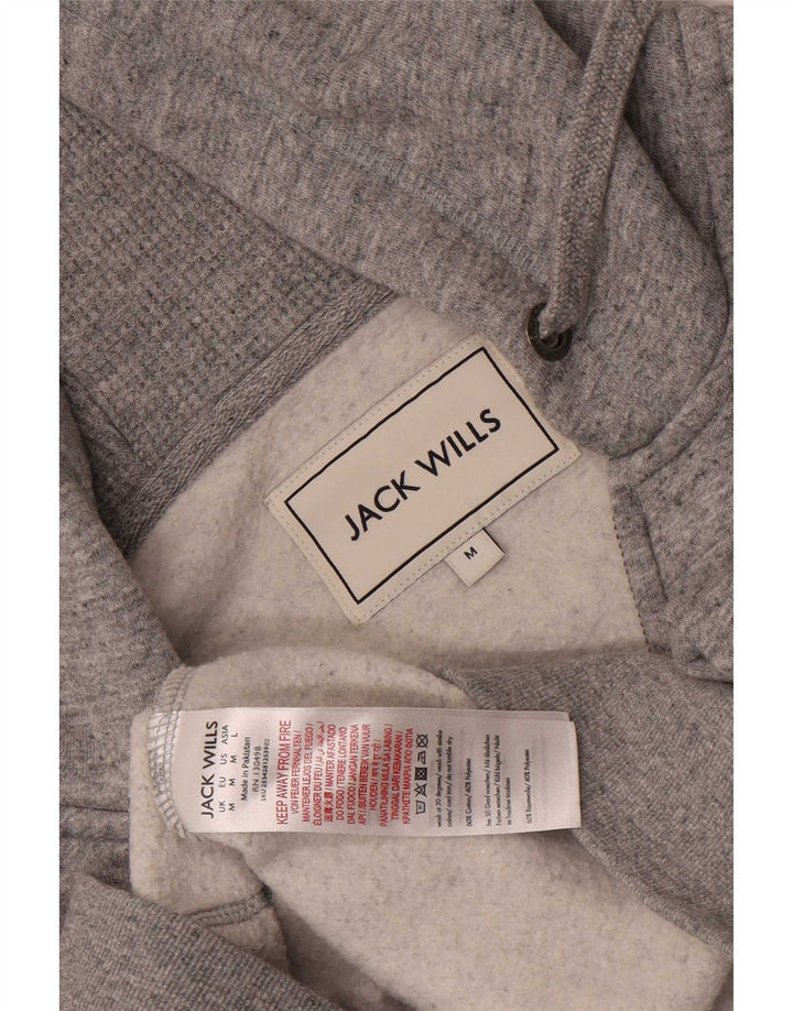 Jack Wills Mens Zip Hoodie Sweater Medium Grey Flecked Cotton