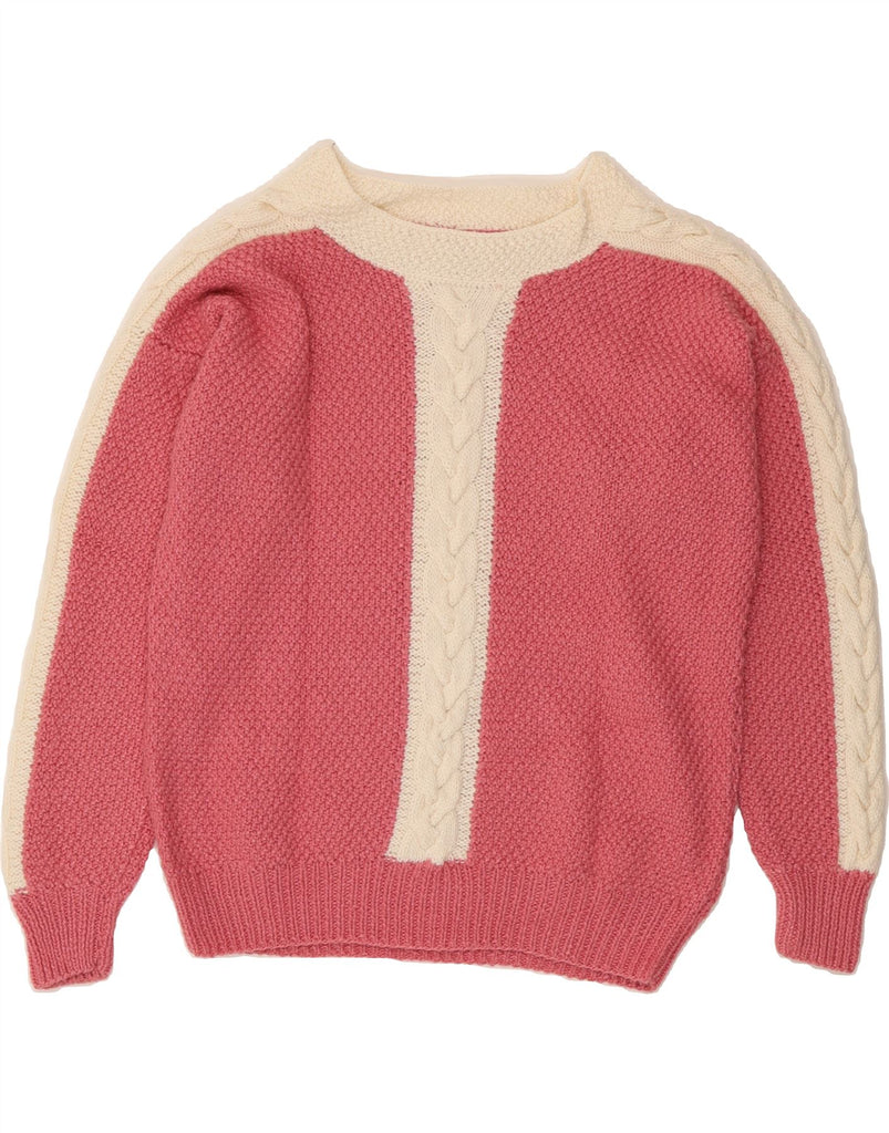 VINTAGE Womens Boat Neck Jumper Sweater UK 16 Large Pink Colourblock Vintage Vintage and Second-Hand Vintage from Messina Hembry 
