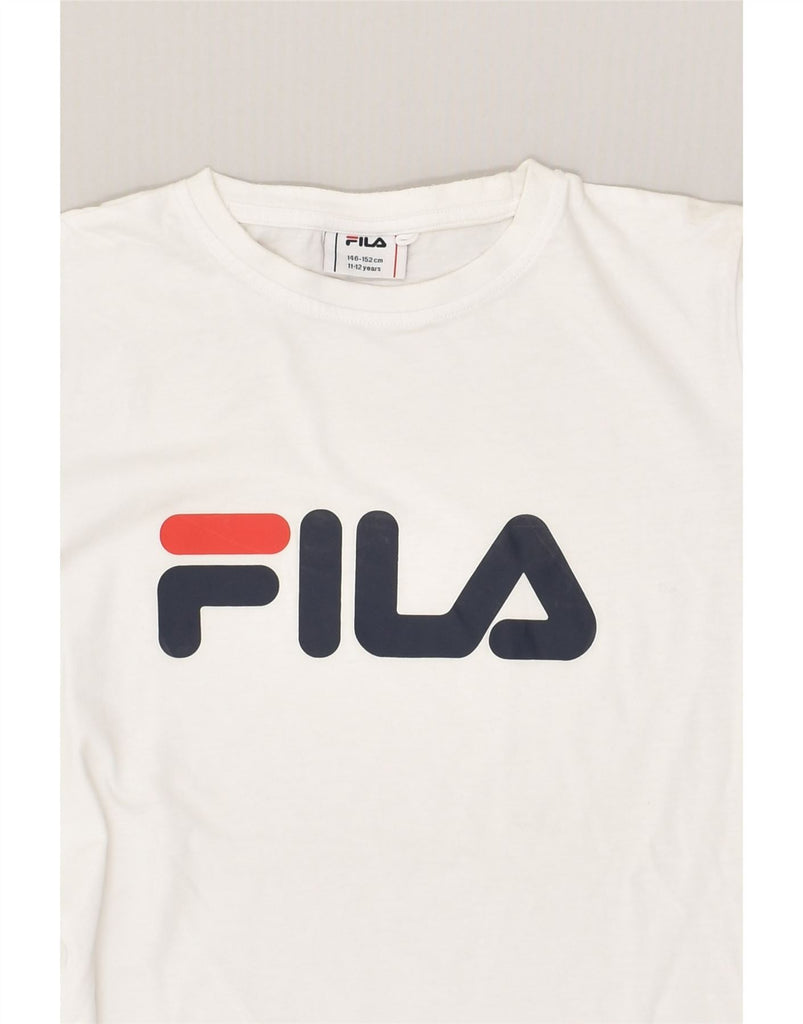 FILA Boys Graphic T-Shirt Top 11-12 Years White Cotton | Vintage Fila | Thrift | Second-Hand Fila | Used Clothing | Messina Hembry 