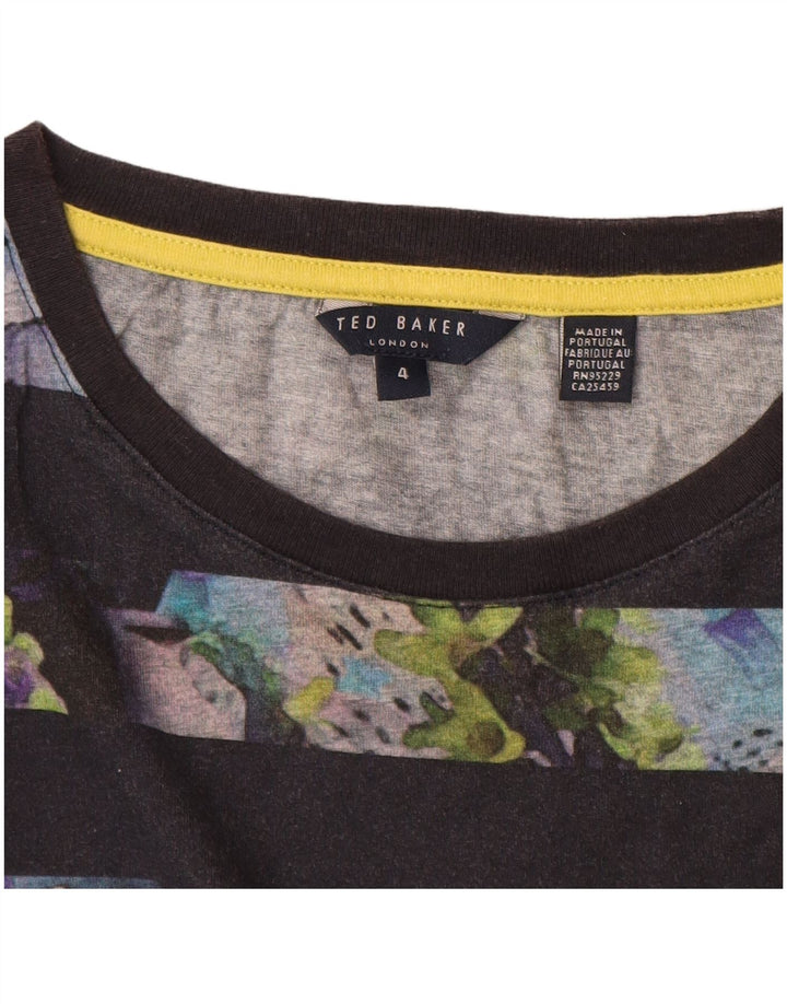 Ted Baker Mens T-Shirt Top Size 4 Large Navy Blue Striped