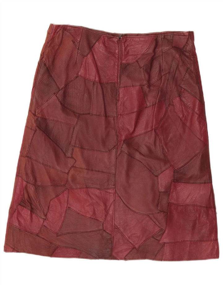 VINTAGE Womens Leather Skirt IT 44 Medium W32  Burgundy Leather