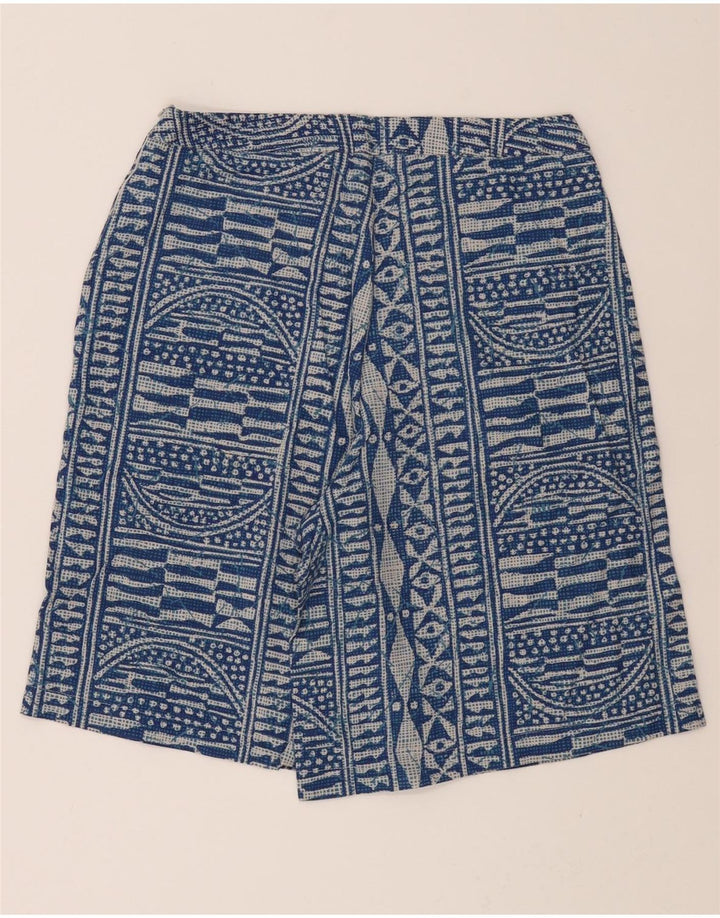 VINTAGE Womens Casual Shorts W28 Medium Blue Geometric Cotton Vintage Vintage and Second-Hand Vintage from Messina Hembry 