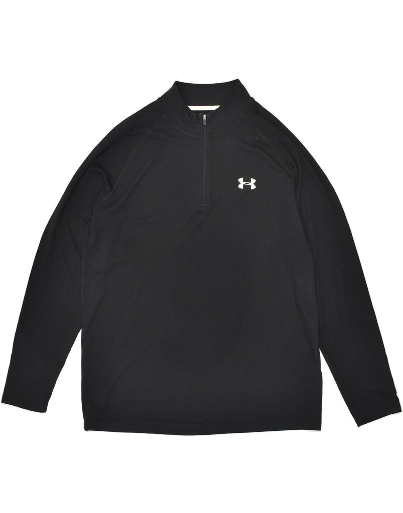 UNDER ARMOUR Mens Heat Gear Zip Neck Pullover Tracksuit Top Large Black | Vintage Under Armour | Thrift | Second-Hand Under Armour | Used Clothing | Messina Hembry 