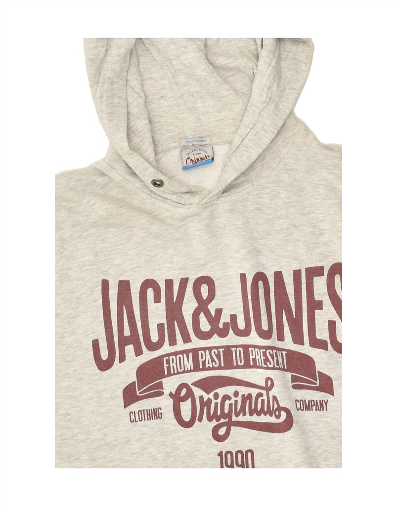 JACK & JONES Mens Graphic Hoodie Jumper Medium Grey Cotton | Vintage Jack & Jones | Thrift | Second-Hand Jack & Jones | Used Clothing | Messina Hembry 