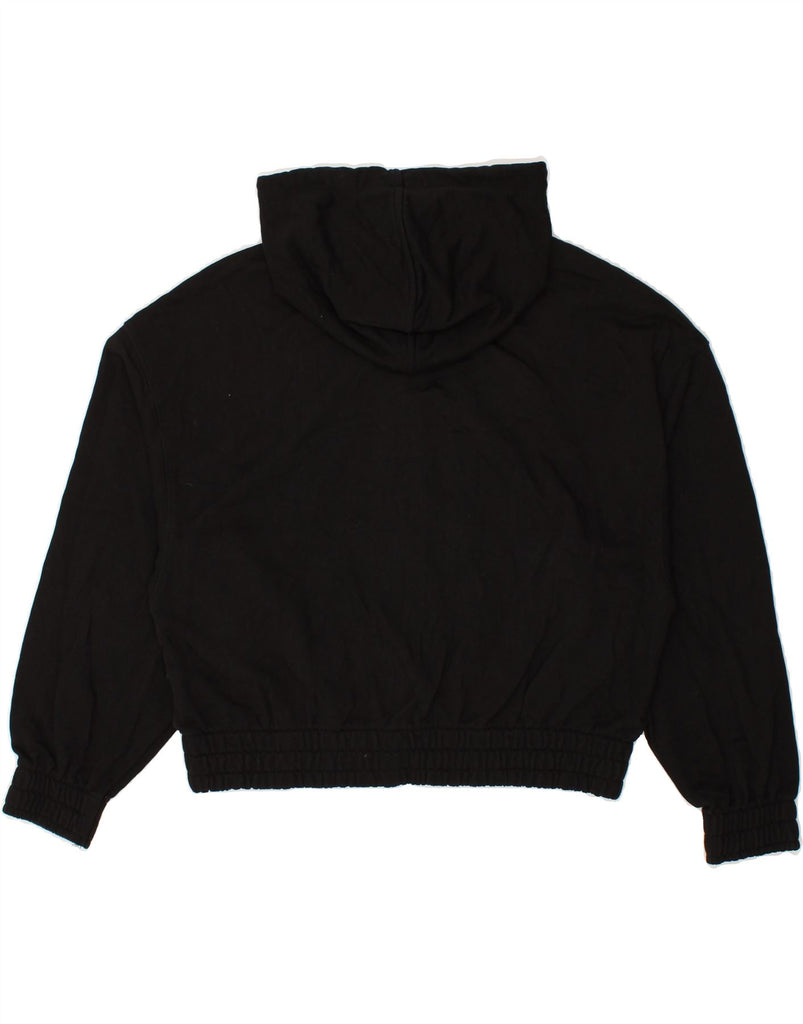 PUMA Womens Crop Zip Hoodie Sweater UK 12 Medium Black Cotton | Vintage Puma | Thrift | Second-Hand Puma | Used Clothing | Messina Hembry 