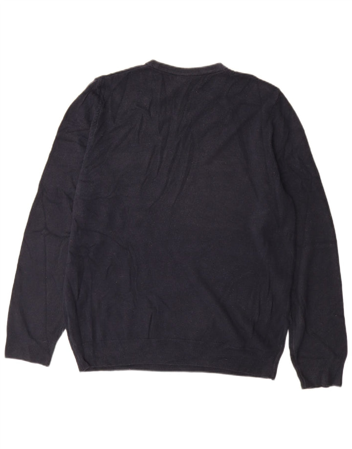 Marks & Spencer Mens Crew Neck Jumper Sweater Large Navy Blue Acrylic