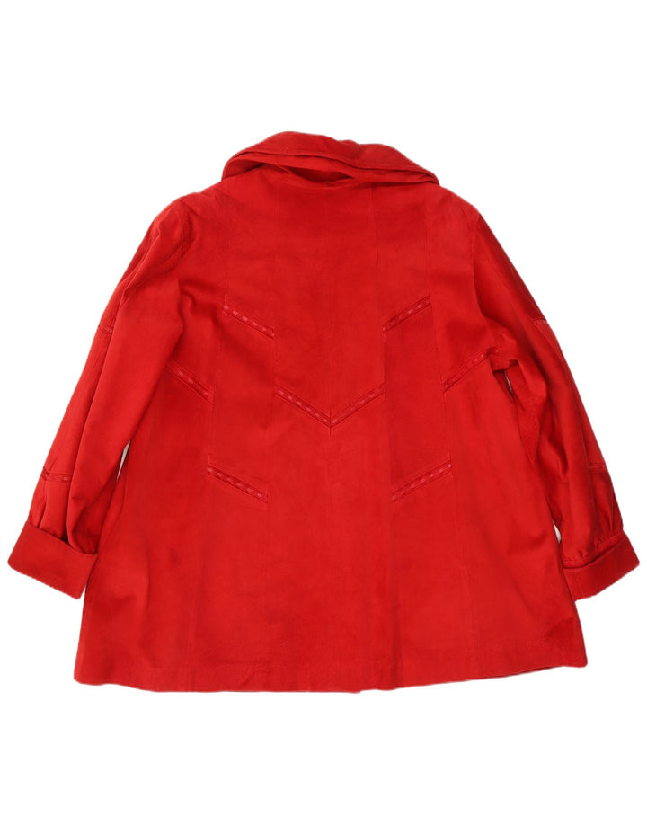 AMGE Womens Oversized Suede Overcoat EU 42 Large Red Leather