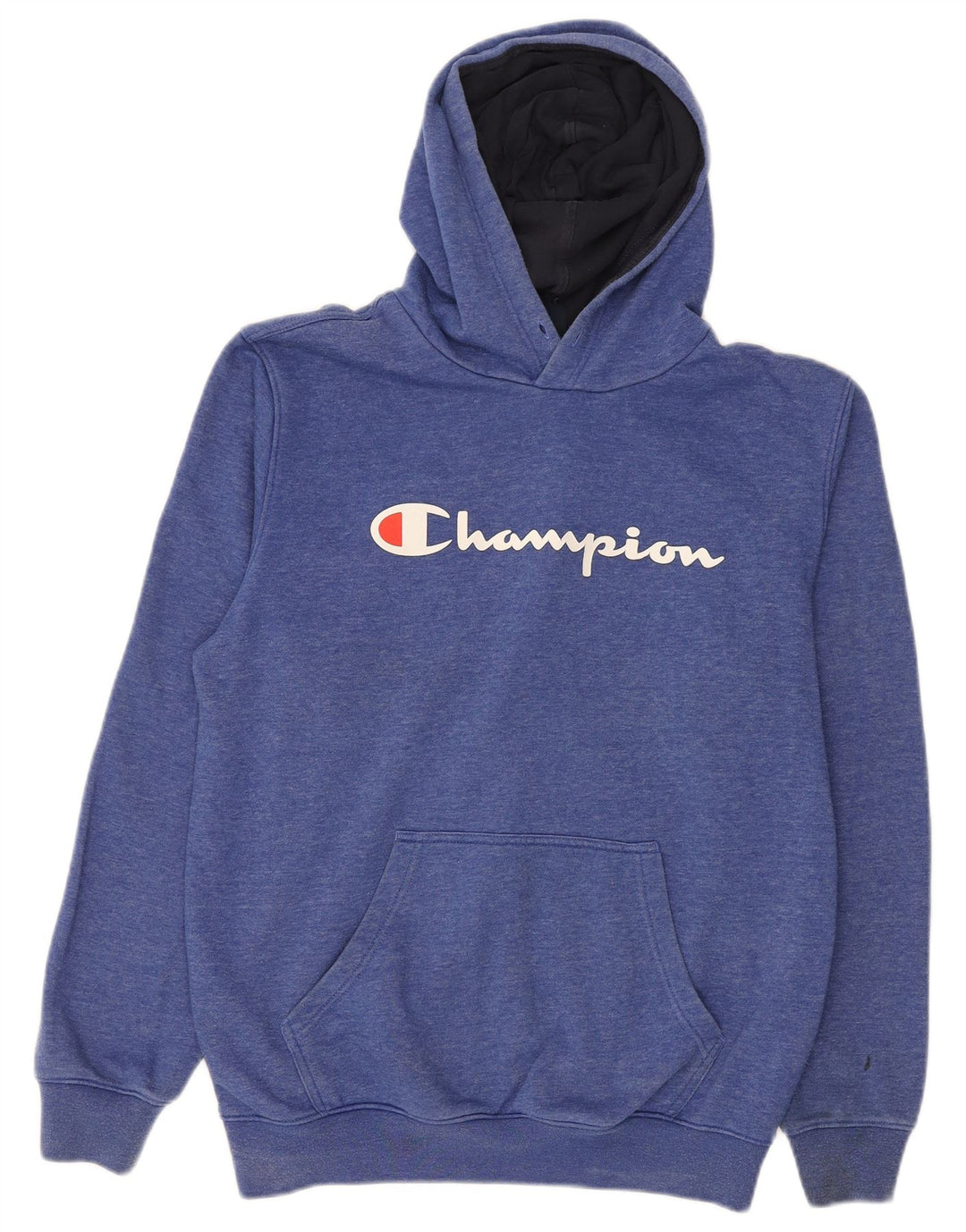 CHAMPION Mens Graphic Hoodie Jumper Large Blue Cotton