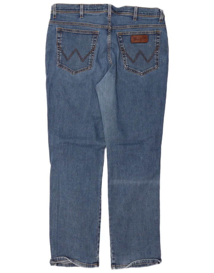Wrangler Mens Texas Stretch Straight Jeans W38 L32 Blue Cotton