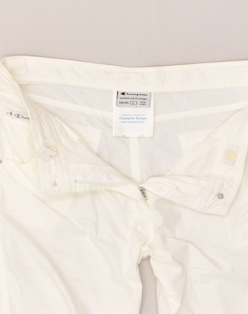 CHAMPION Girls Straight Capri Trousers 11-12 Years Large W30 L17 White | Vintage Champion | Thrift | Second-Hand Champion | Used Clothing | Messina Hembry 