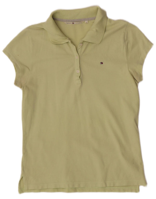 Tommy Hilfiger Womens Polo Shirt UK 14 Large Green Cotton