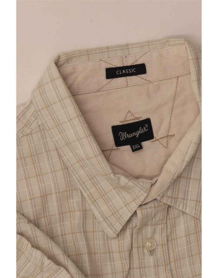 Wrangler Mens Classic Short Sleeve Shirt 2XL Beige Check